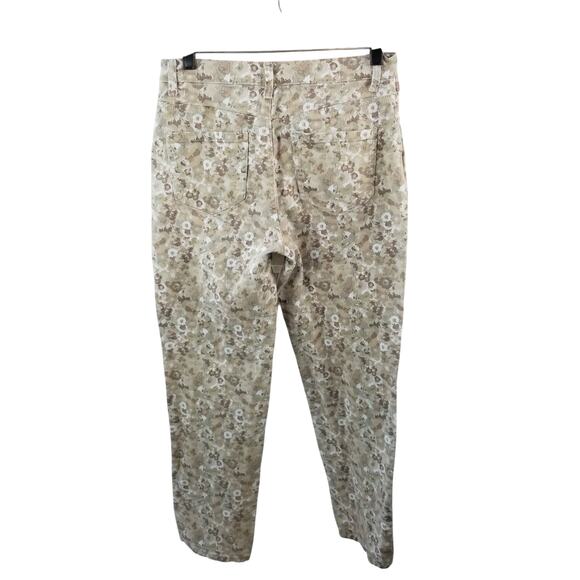 Gloria Vanderbilt Cream Green Brown Floral Amanda Vintage Jeans Size 8 - Picture 2 of 3